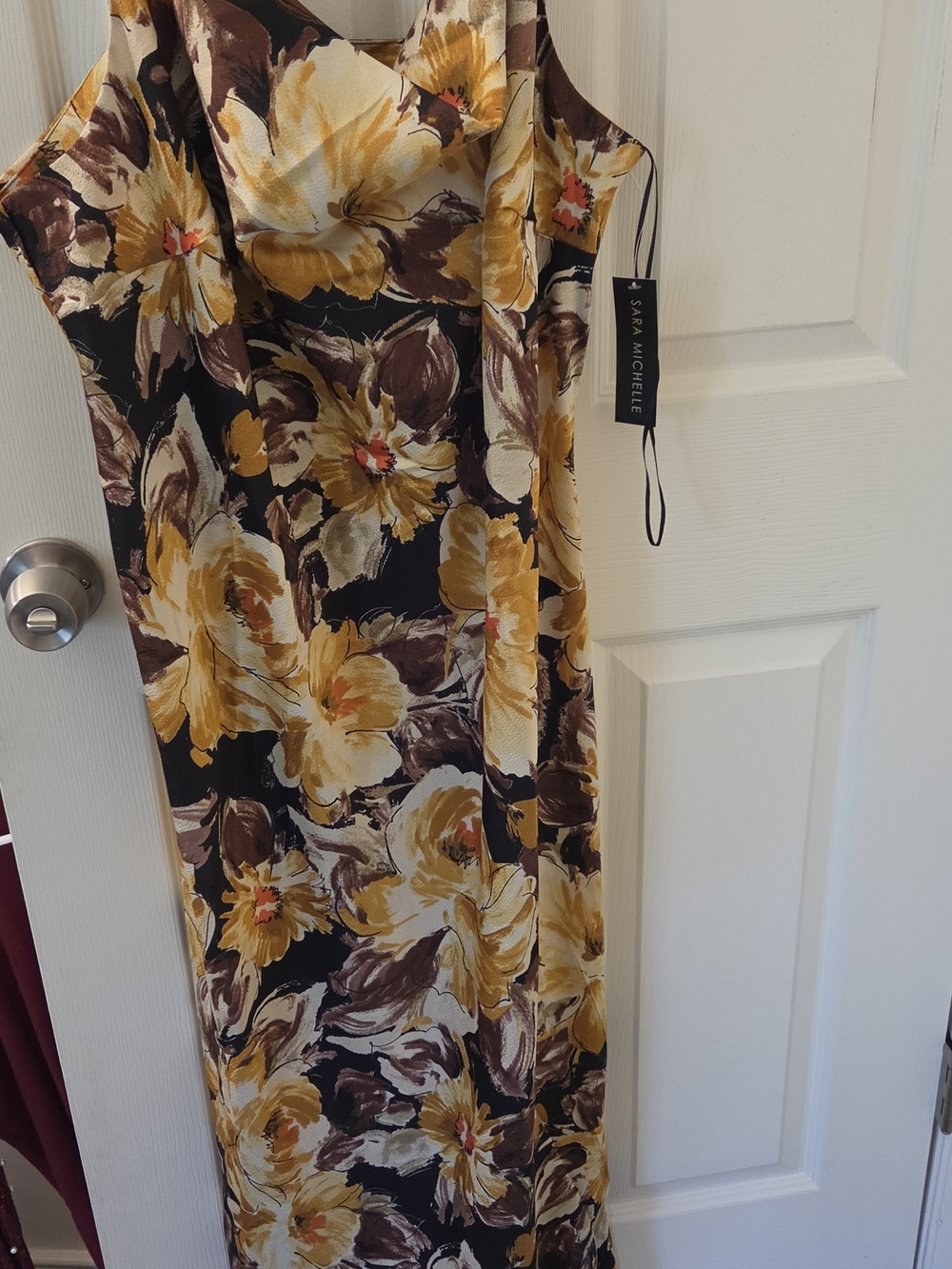 Sara Michelle Yellow and Brown Floral Maxi Dress